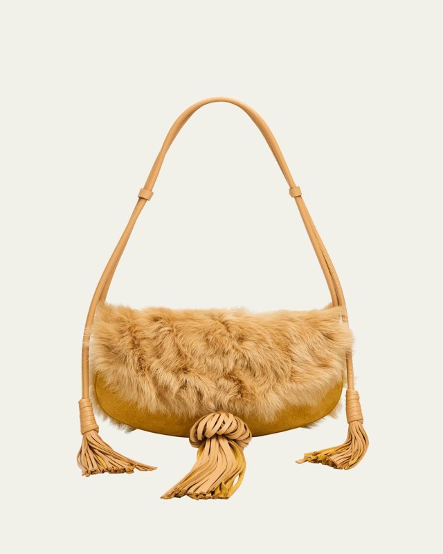Paloma Tassel Suede & Shearling Shoulder Bag